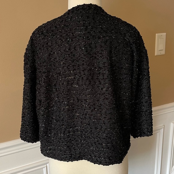 Black Metallic Boucle Cropped Jacket - Picture 5 of 16